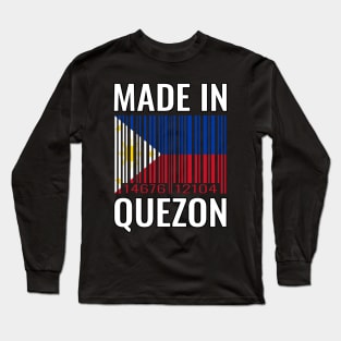 Made in Quezon Barcode Flag of the Philippines Long Sleeve T-Shirt